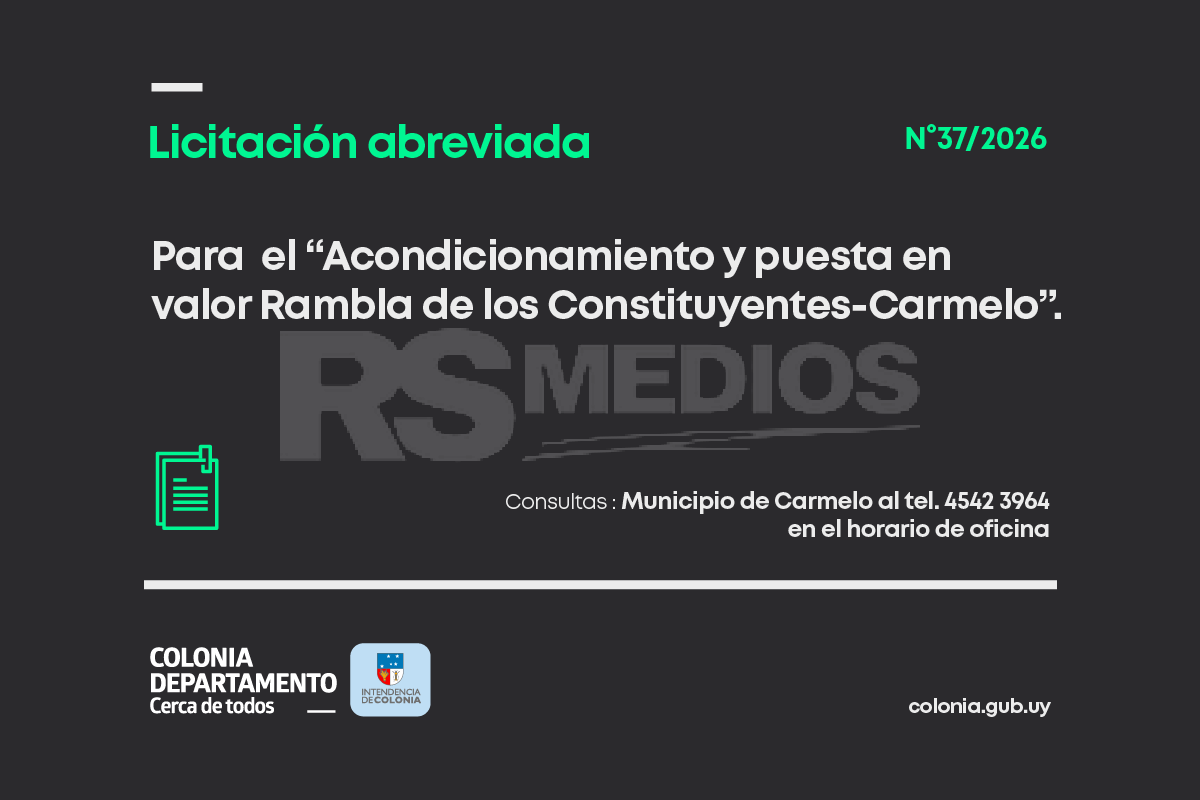 La Intendencia realizará acondicionamiento y puesta en valor Rambla de Los Constituyentes en Carmelo