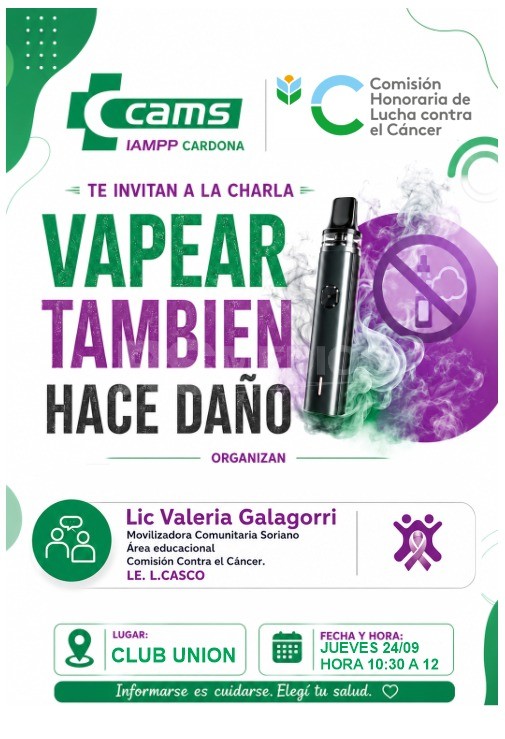 Alerta por vapeo: advierten sobre riesgos, dependencia y consumo adolescente en Cardona