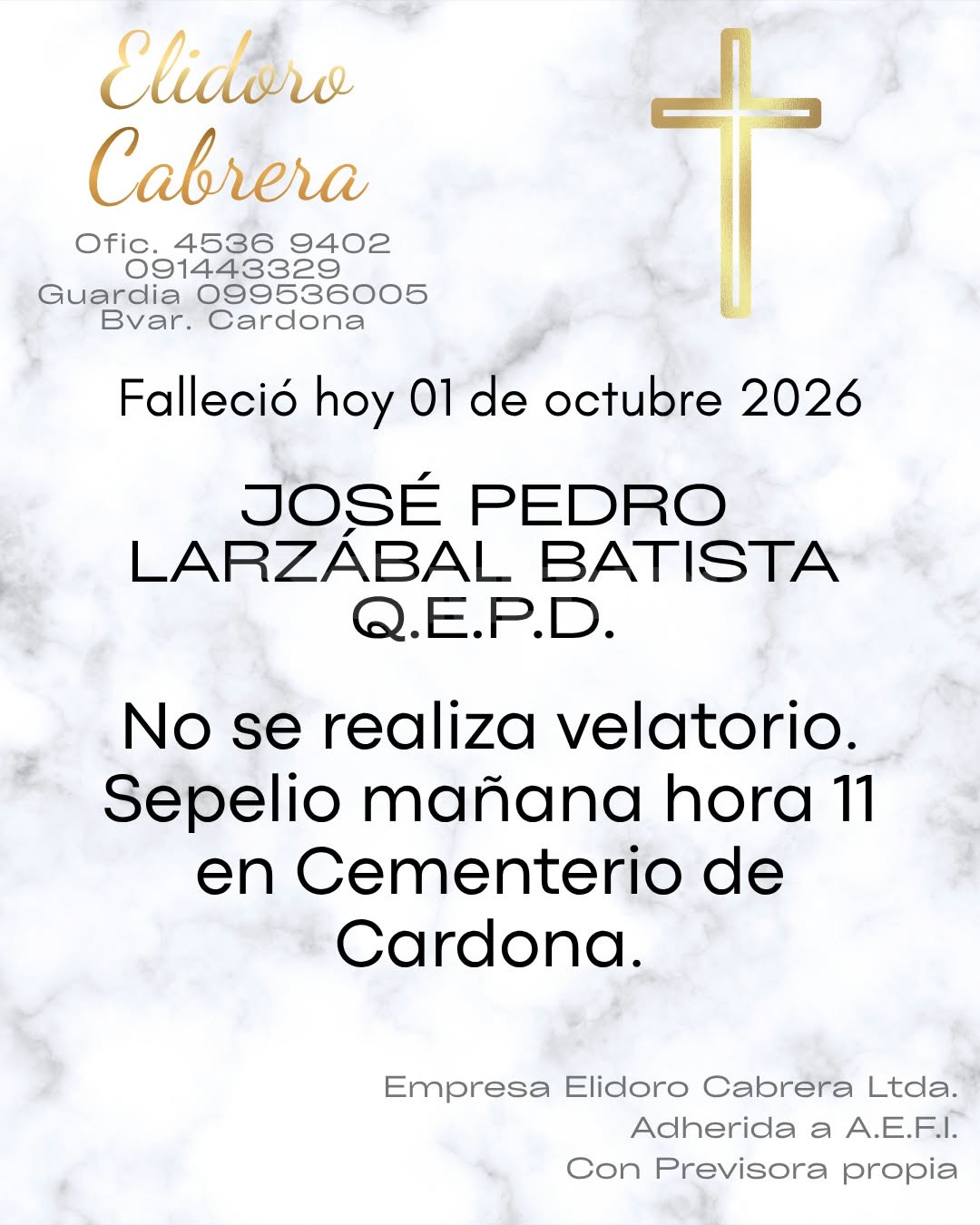 Falleció José Pedro Larzabal Batista.