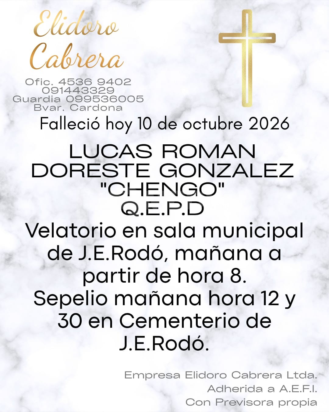 Falleció Lucas Román Doreste González, "Chengo".