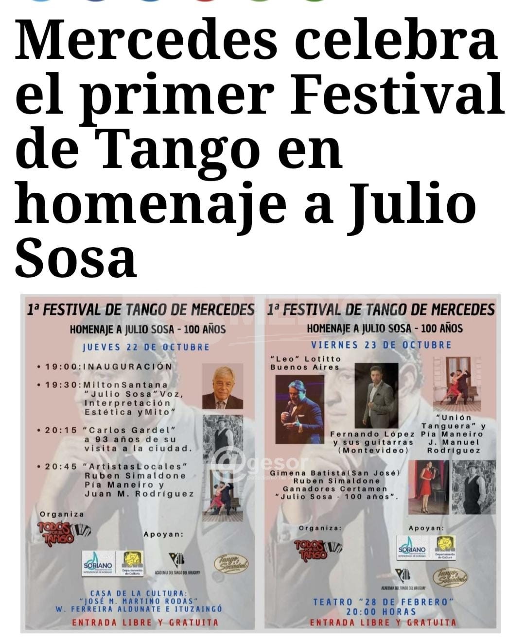 Mercedes, homenaje a Julio Sosa.
