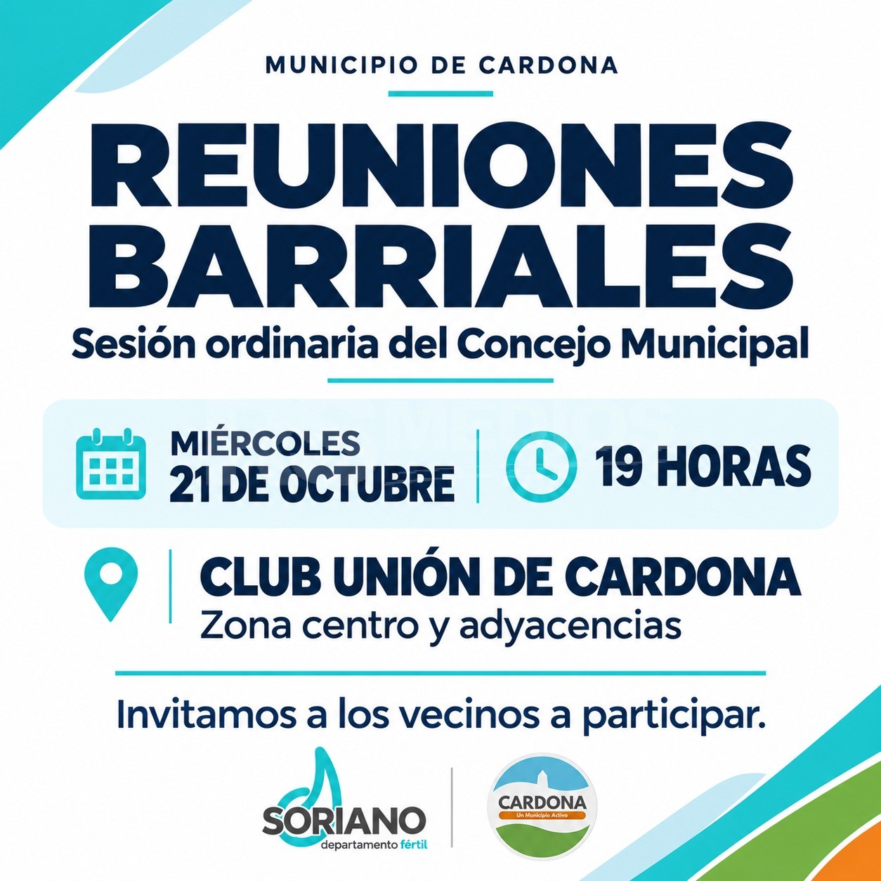 El Concejo de Cardona sesiona en el Club Unión y convoca a vecinos del centro