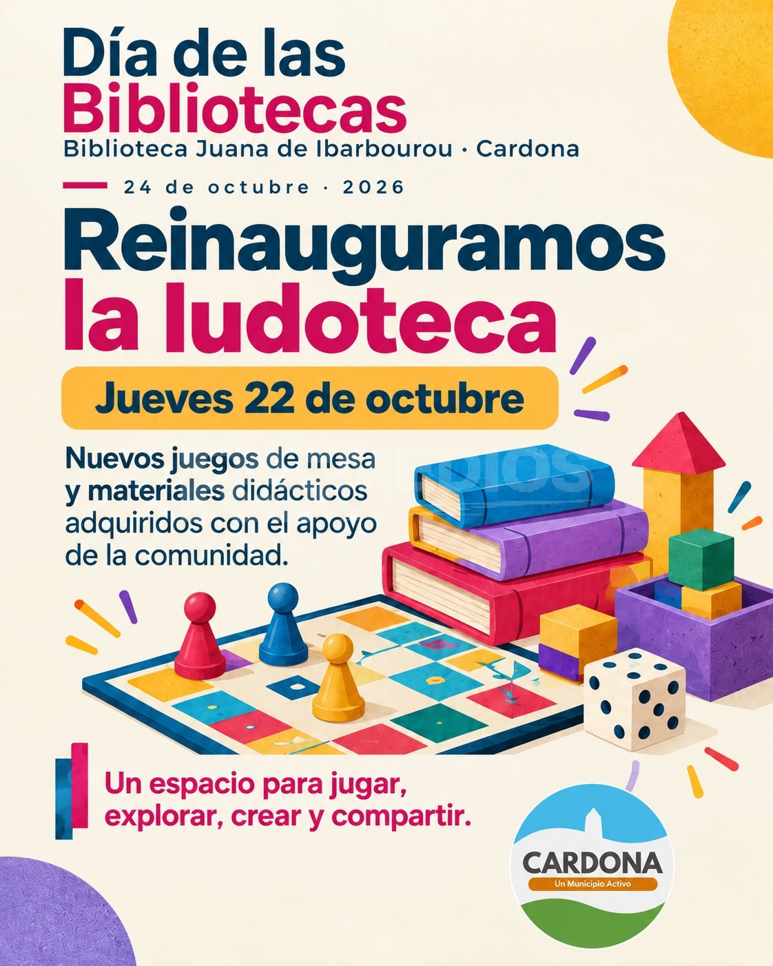 La Biblioteca de Cardona celebra su semana con ludoteca, libros libres y una consigna abierta — imagen 2