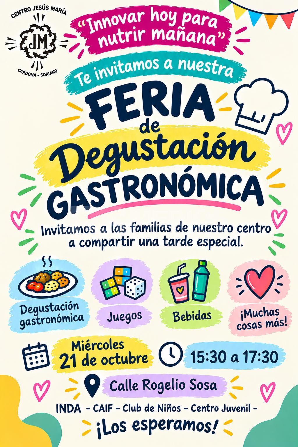 Feria gastronómica con juegos y bebidas este miércoles en Jesús María