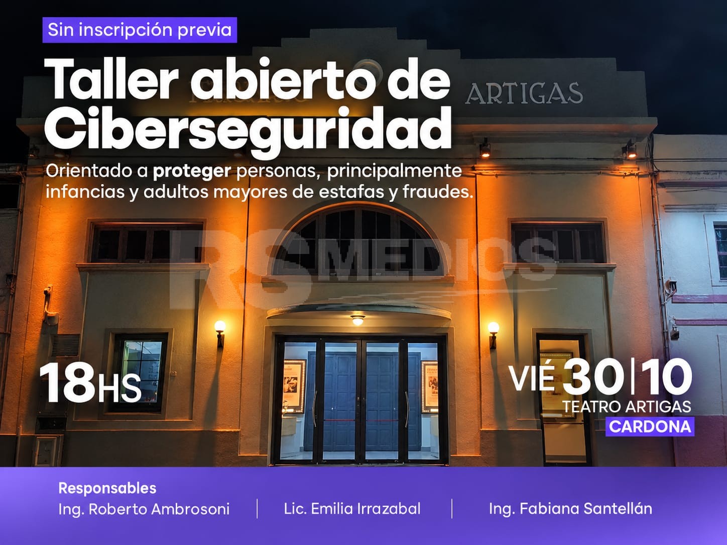 Taller abierto de ciberseguridad en el Teatro Artigas de Cardona
