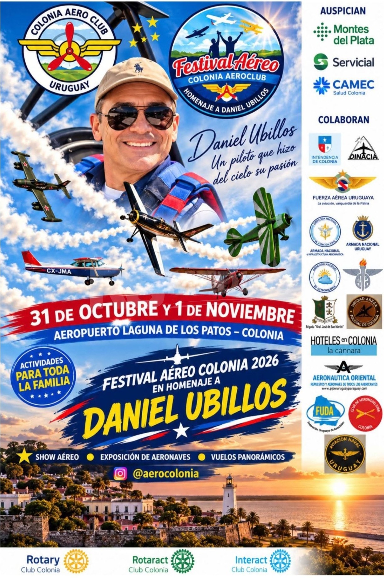 Festival aéreo en Colonia homenajeará al piloto Daniel Ubillos